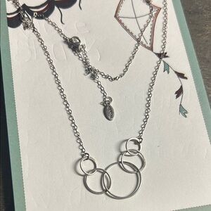 EFYTAL Sterling Silver Necklace with 5‎ Interlocking Circles